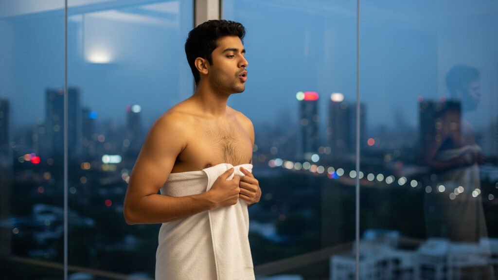 Entrepreneur engaging in Ice Bath Therapy in Mumbai showing mental clarity from the Mumbai Ice Bath Trend