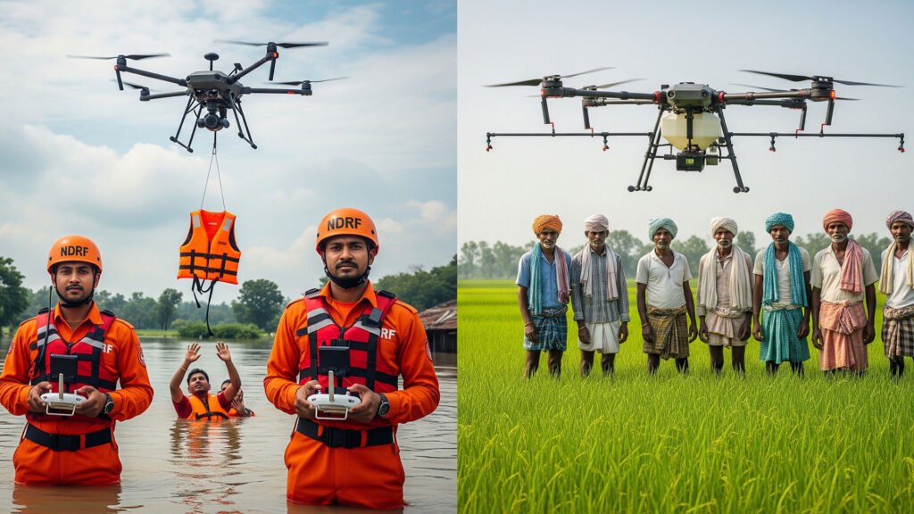 India Drone Warfare tech applied to disaster relief and agriculture